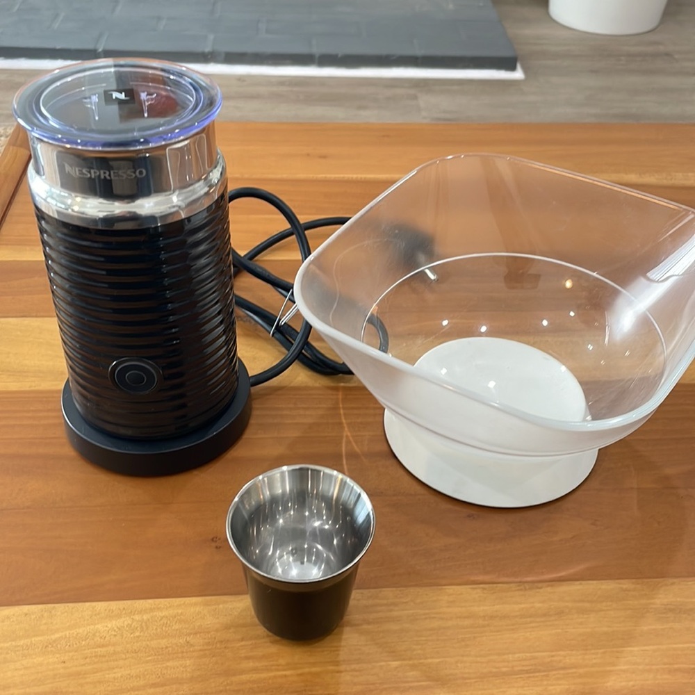 Nespresso Aeroccino 3 Milk Frother, Nespresso pod holder, steel shot glass
